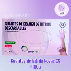 Guantes de Nitrilo - Rosa - Talle XS Caja x100U.