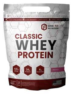 Proteína Whey Classic One Fit 907g sabor frutilla