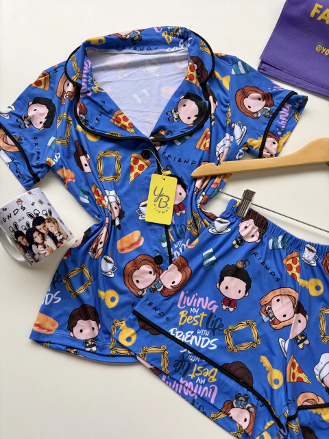 Pijama Americano Curto - Friends Funko Azul Roxeado