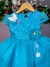 Vestido Marie Azul Turquesa Jardim Encantado Flores (VESTMRIEAZLTFFNJDENCNTDFLRS na internet