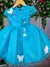 Vestido Marie Azul Turquesa Jardim Encantado Flores (VESTMRIEAZLTFFNJDENCNTDFLRS - Gabi Boutiquekids