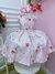 Vestido Infantil Rosa Flores Primavera Com Cinto de Pérolas (1008RF)