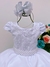 Vestido Infantil Branco Luxo Batizado Damas Casamento Festa (600BC) - comprar online