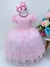 Vestido Infantil Rosa Peito C/ Nervura Strass Pérolas (3552R)