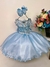 Vestido Infantil Frozen com Capa e Laço Festa Princesas Luxo (055AA)