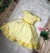 Vestido Infantil Amarelo Cinto de Pérolas Casamento Luxo (7504AE)