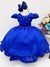 Vestido Infantil Azul Royal Cinto de Pérolas Casamento Luxo (7504AR)