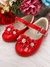 Sapatinho Vermelho Verniz Flor C/ Pérolas E Strass (203009VV) - Gabi Boutiquekids