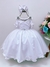 Vestido Infantil Branco C/ Cinto de Pérolas Strass Luxo (2820BC) - Gabi Boutiquekids