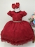 Vestido Infantil Vermelho C/ Renda Paetê Cinto de Strass (2237VM)