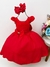 Vestido Infantil Vermelho C/ Renda Laço Strass Luxo (3185VM)