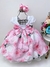 Vestido Infantil Branco Peito Strass Saia Rosa Cinto Pérolas (1632BR) na internet