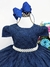 Vestido Infantil Realeza Azul Marinho Renda e Pérolas Festa (2258AM) - loja online