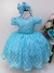 Vestido Infantil Realeza Azul Com Renda e Pérolas Festa Luxo (2258AZ)