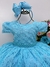 Vestido Infantil Realeza Azul Com Renda e Pérolas Festa Luxo (2258AZ) - comprar online