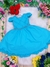 Vestido Infantil Azul Tiffany Cinto de Pérolas Luxo (7504AT)