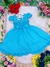 Vestido Infantil Azul Tiffany Cinto de Pérolas Luxo (7504AT) - comprar online