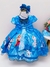 Vestido Infantil Frozen Azul Com Cinto de Pérolas Luxo (1595AZ) na internet