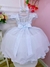 Vestido Infantil Branco Renda Cinto de Pérolas C/Tiara Luxo (1053B4) na internet