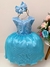 Vestido Infantil Azul Com Renda Busto Cinto Strass Luxo (2140AZ)