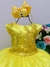 Vestido Infantil Amarelo Com Renda Busto Cinto Strass Luxo (2140AM) - comprar online