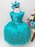 Vestido Infantil Verde Renda Busto Cinto Strass Luxo (2140VD)