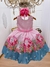 Vestido Infantil Rosa Unicórnio Festas de Aniversário Luxo (0715RS)