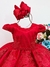 Vestido Infantil Vermelho Renda Realeza Cinto Pérolas Luxo (4610VERMELHO2) - comprar online