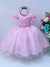 Vestido Infantil Rosa Renda Damas Cinto Pérolas C/ Tiara (1062RO)