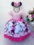 Vestido Infantil Minnie Rosa Poá Pérolas e Strass (DLXMIRO)