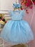 Vestido Infantil Azul Bebê Strass no Busto e Cinto de Pérolas (3589AC) - Gabi Boutiquekids