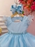 Vestido Infantil Azul Bebê Strass no Busto e Cinto de Pérolas (3589AC) - loja online