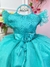 Vestido Infantil Verde Com Glitter e Broche de Flor Luxo (2313VD) - comprar online