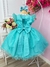 Vestido Infantil Verde Com Glitter e Broche de Flor Luxo (2313VD) na internet