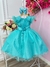 Vestido Infantil Verde Com Glitter e Broche de Flor Luxo (2313VD) - Gabi Boutiquekids