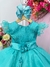 Vestido Infantil Verde Com Glitter e Broche de Flor Luxo (2313VD) - loja online