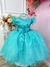 Vestido Infantil Verde Com Glitter e Broche de Flor Luxo (2313VD)