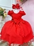 Vestido Infantil Vermelho Com Aplique de Laço Damas Luxo (1543VE)