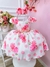 Vestido Infantil Off White e Rosa Florido de Rosas Primavera (3314OR)