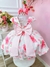 Vestido Infantil Off White e Rosa Florido de Rosas Primavera (3314OR) na internet