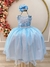 Vestido Infantil Azul C/ Renda Damas e Cinto de Pérolas (4341AK)