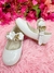 Sapatinho Branco Verniz Com Aplique de Flores Douradas Luxo (0743BD) - Gabi Boutiquekids