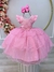 Vestido Infantil Rosa C/ Renda e Glitter Cinto Strass Festas (5008RS)