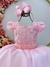 Vestido Infantil Rosa Bebê Busto C/ Renda e Cinto de Pérolas (0600RB) - comprar online