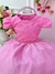 Vestido Infantil Rosa Chiclete Renda Damas C/ Pérolas e Tiara (1062RP) - comprar online