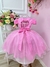 Vestido Infantil Rosa Chiclete Renda Damas C/ Pérolas e Tiara (1062RP) na internet