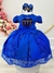 Vestido Infantil Azul Royal C/ Renda Realeza Cinto de Pérolas (1100AK) na internet