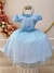 Vestido Infantil Azul Com Cinto de Pérolas e Renda Festas (1054AC)