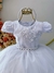 Vestido Infantil Branco C/ Renda e Cinto de Pérolas Luxo (1054BR) - comprar online