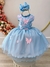 Vestido Infantil Azul C/ Aplique de Borboletas e Flores (2343AA)